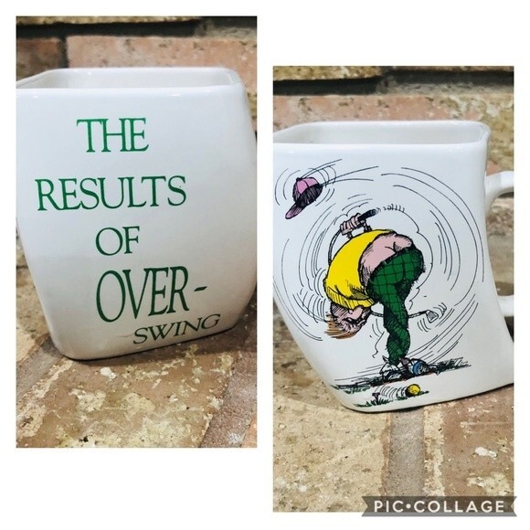 Vintage Funny Golf Mug “The Results of Over-Swing” - Picture 1 of 9